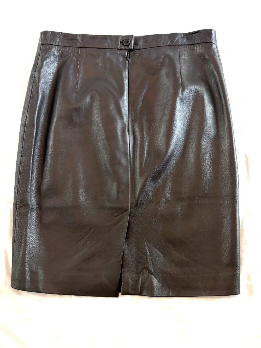 Vintage brown leather pencil skirt 8 luxury - Picture 3 of 7